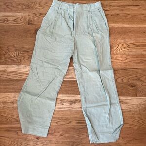 Mint Green Linen Pants - Size M short